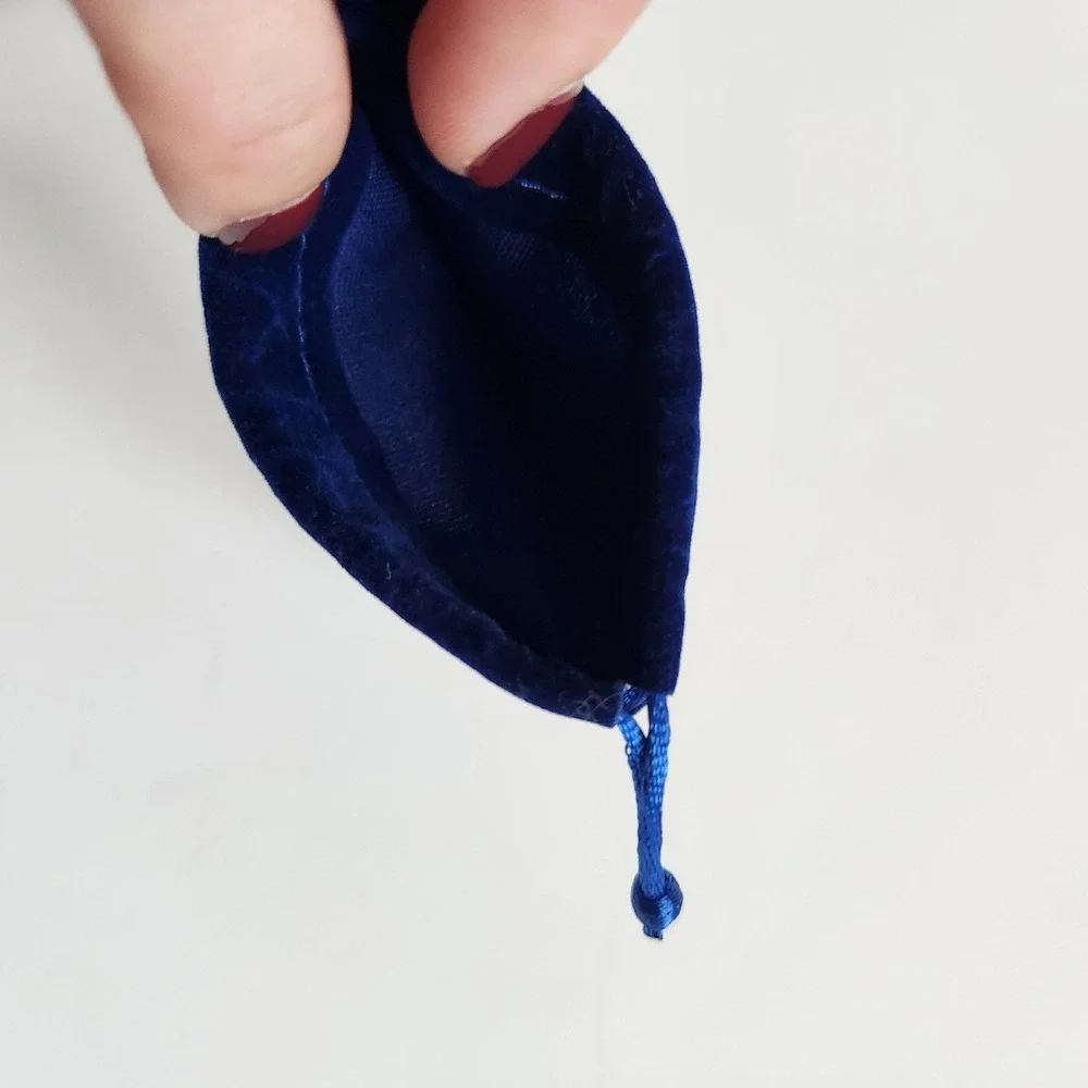 Holfeun Blue Velvet Small Jewelry Pouch Drawstring Bag